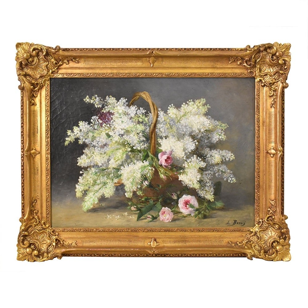 QF522 1 antique painting flower oil painting floral XIX century.jpg
